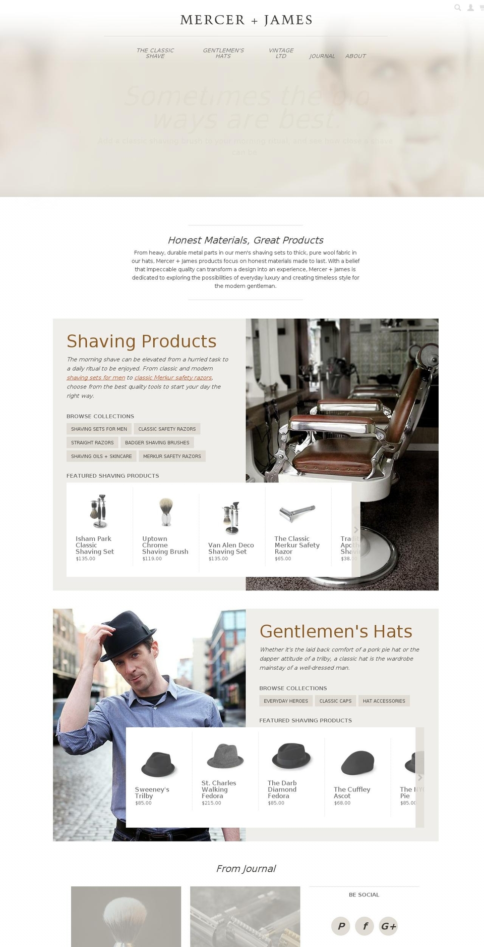 jamesandmercer.com — Shopify storefront screenshot