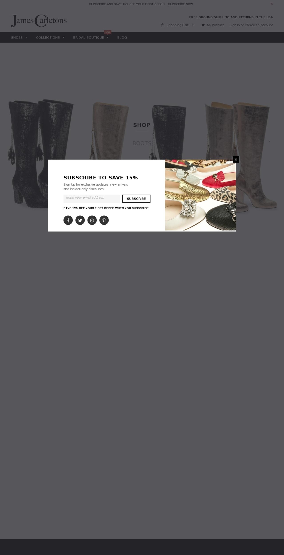jamescarletons.com — Shopify storefront screenshot