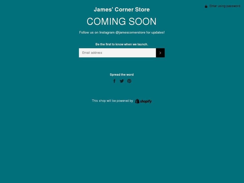 jamescornerstore.com — Shopify storefront screenshot