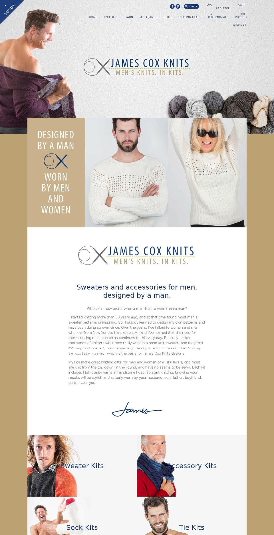 jamescoxknits.com shopify website screenshot