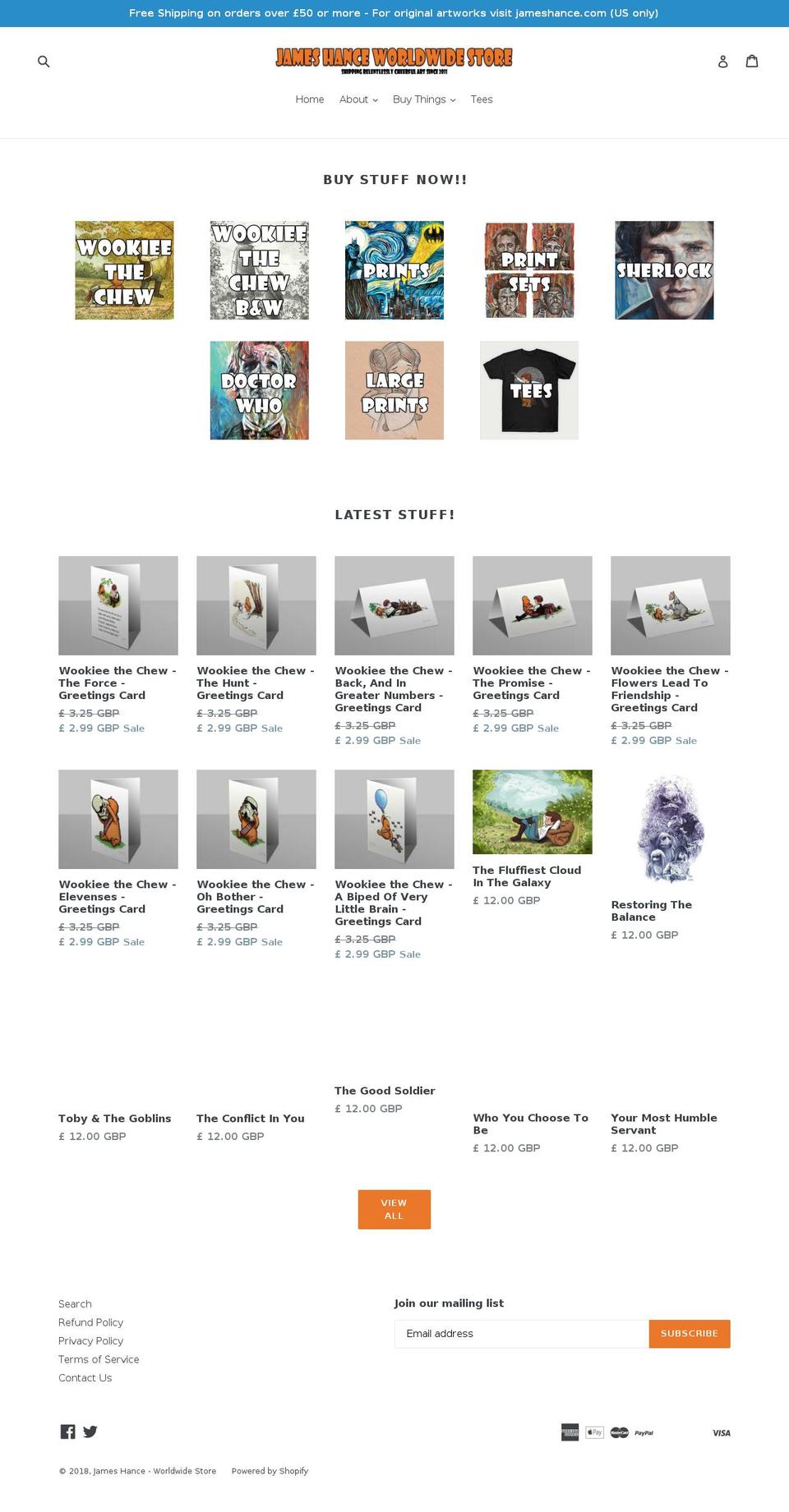 jameshance.co.uk shopify website screenshot