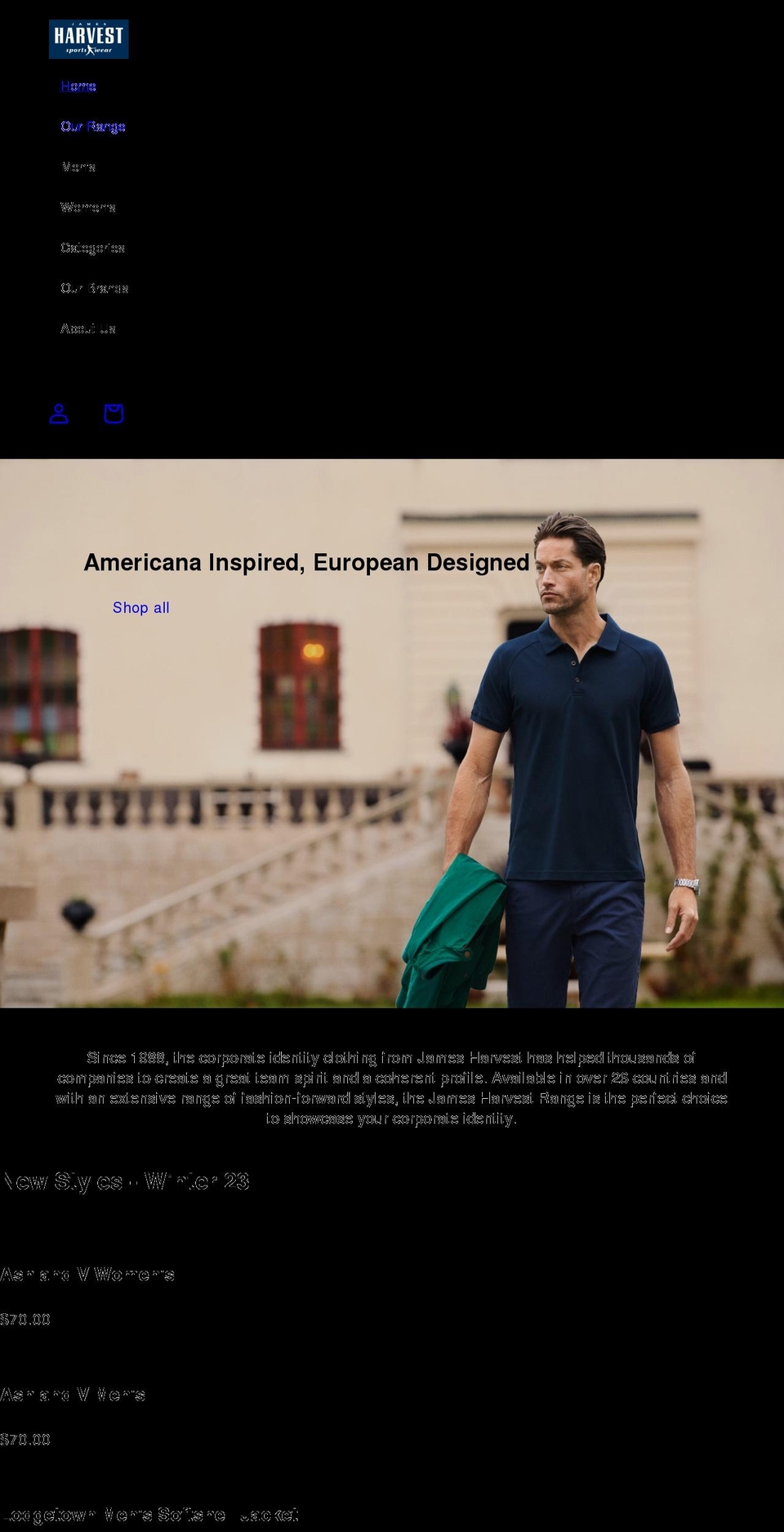jamesharvest.com.au shopify website screenshot
