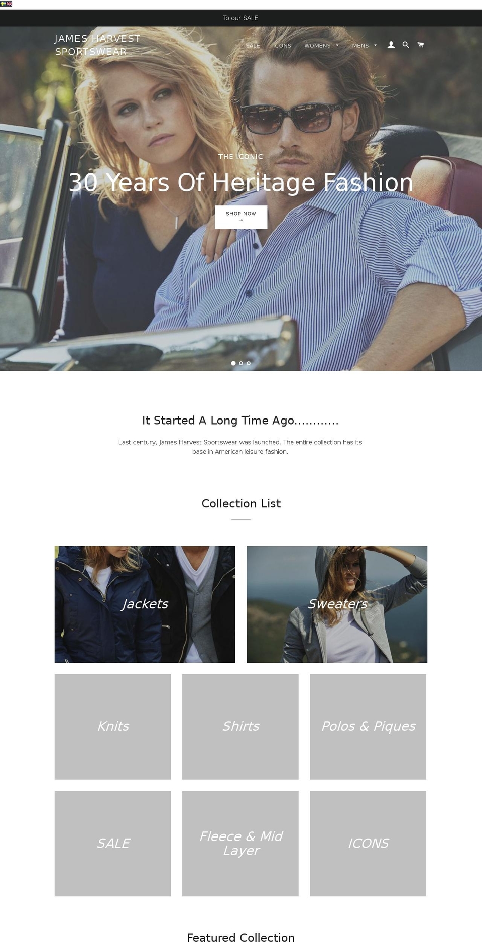 jamesharvest.com — Shopify storefront screenshot