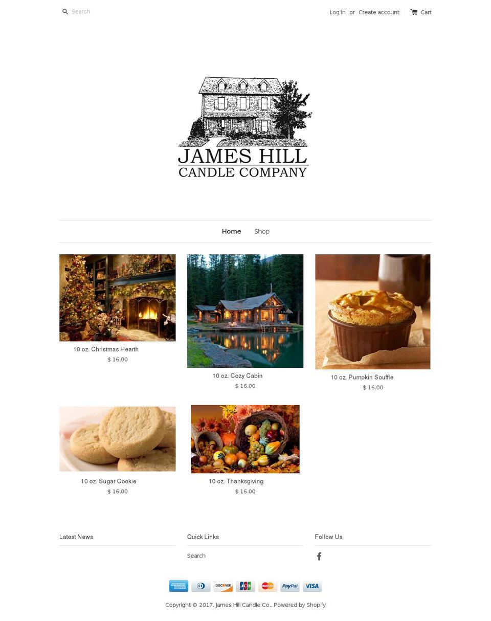 jameshillcandles.com shopify website screenshot
