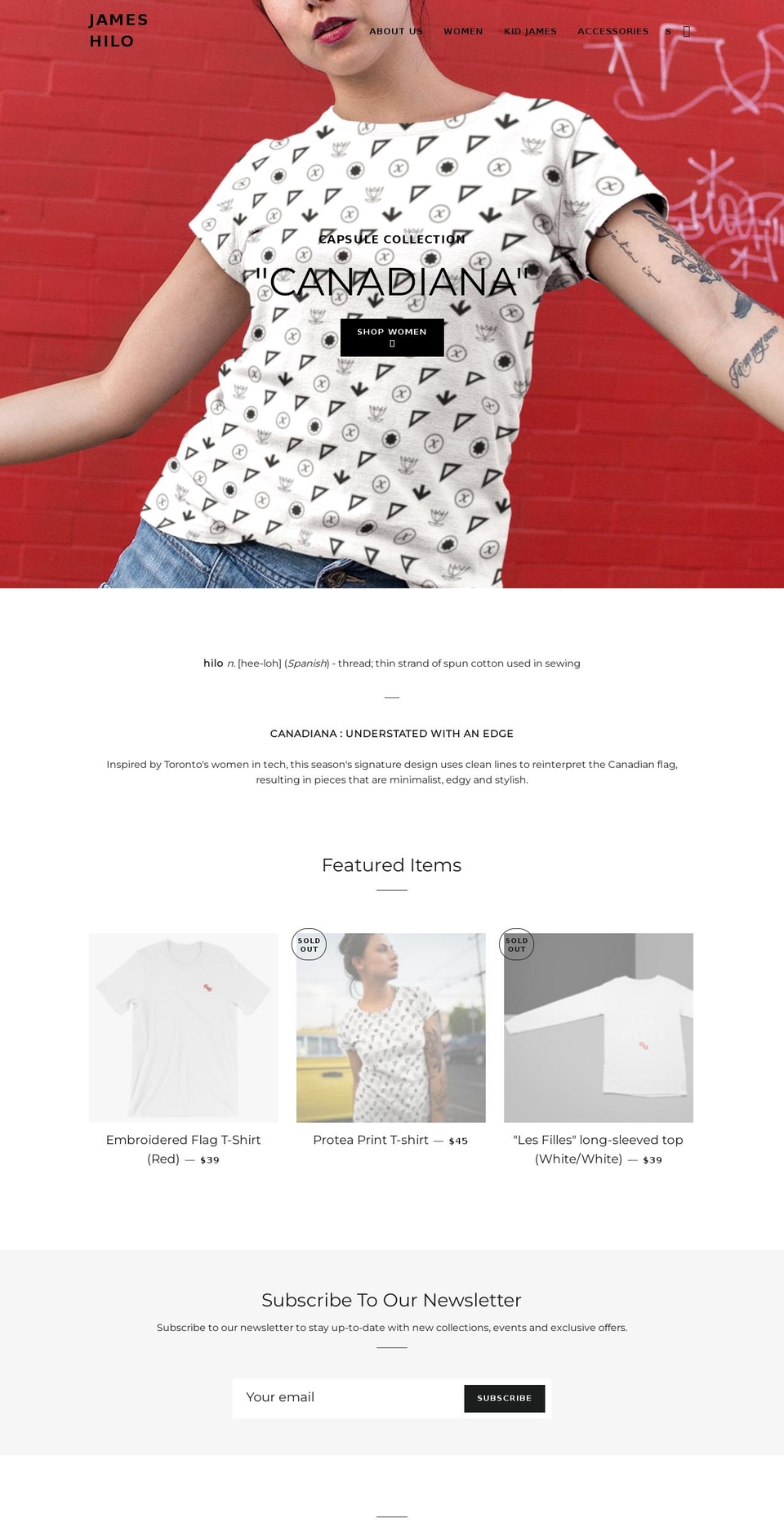 jameshilo.com shopify website screenshot