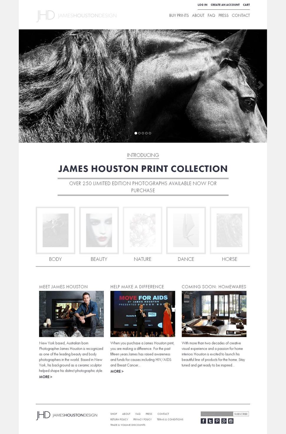 jameshoustondesign.com shopify website screenshot