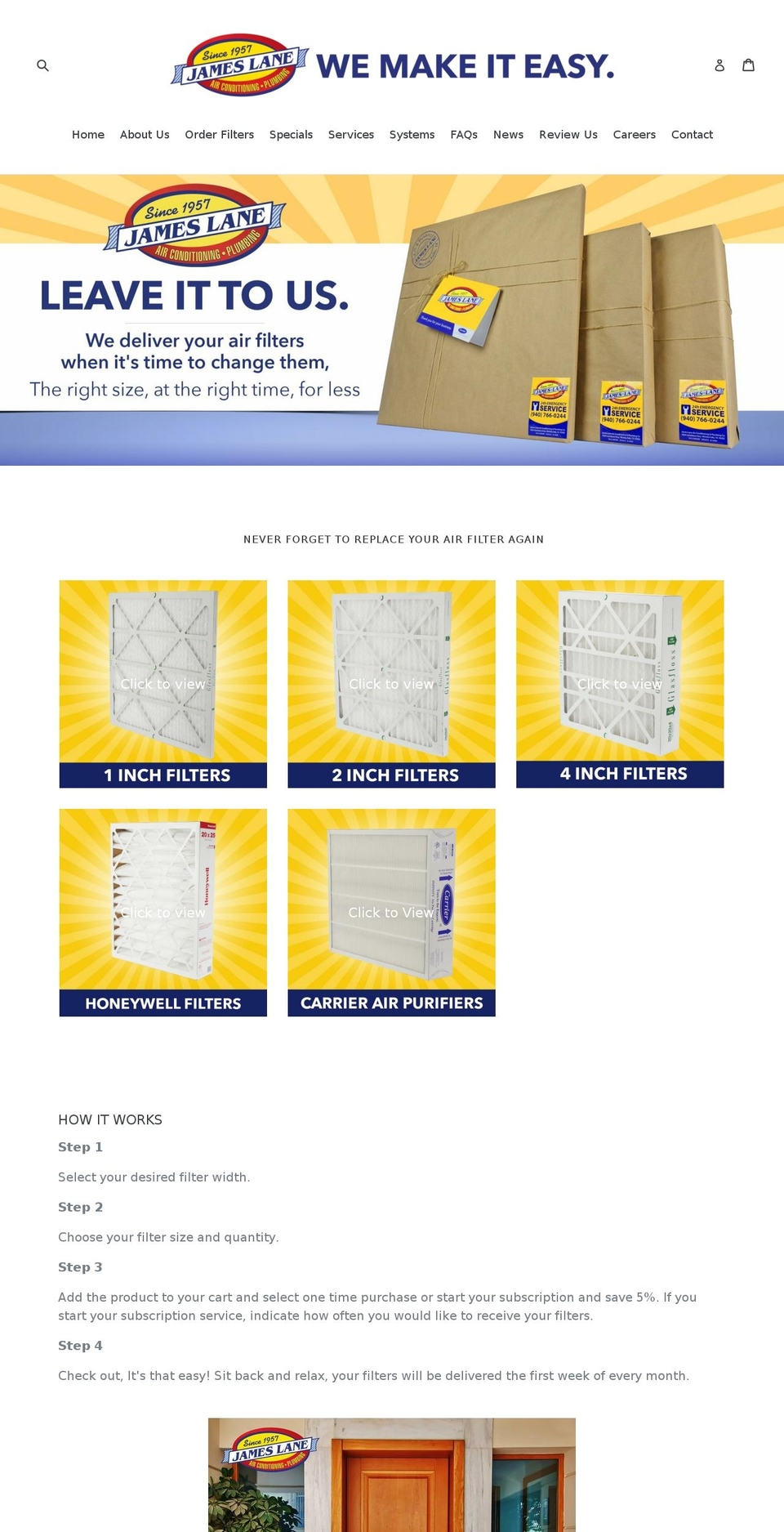 jameslanefilter.com — Shopify storefront screenshot