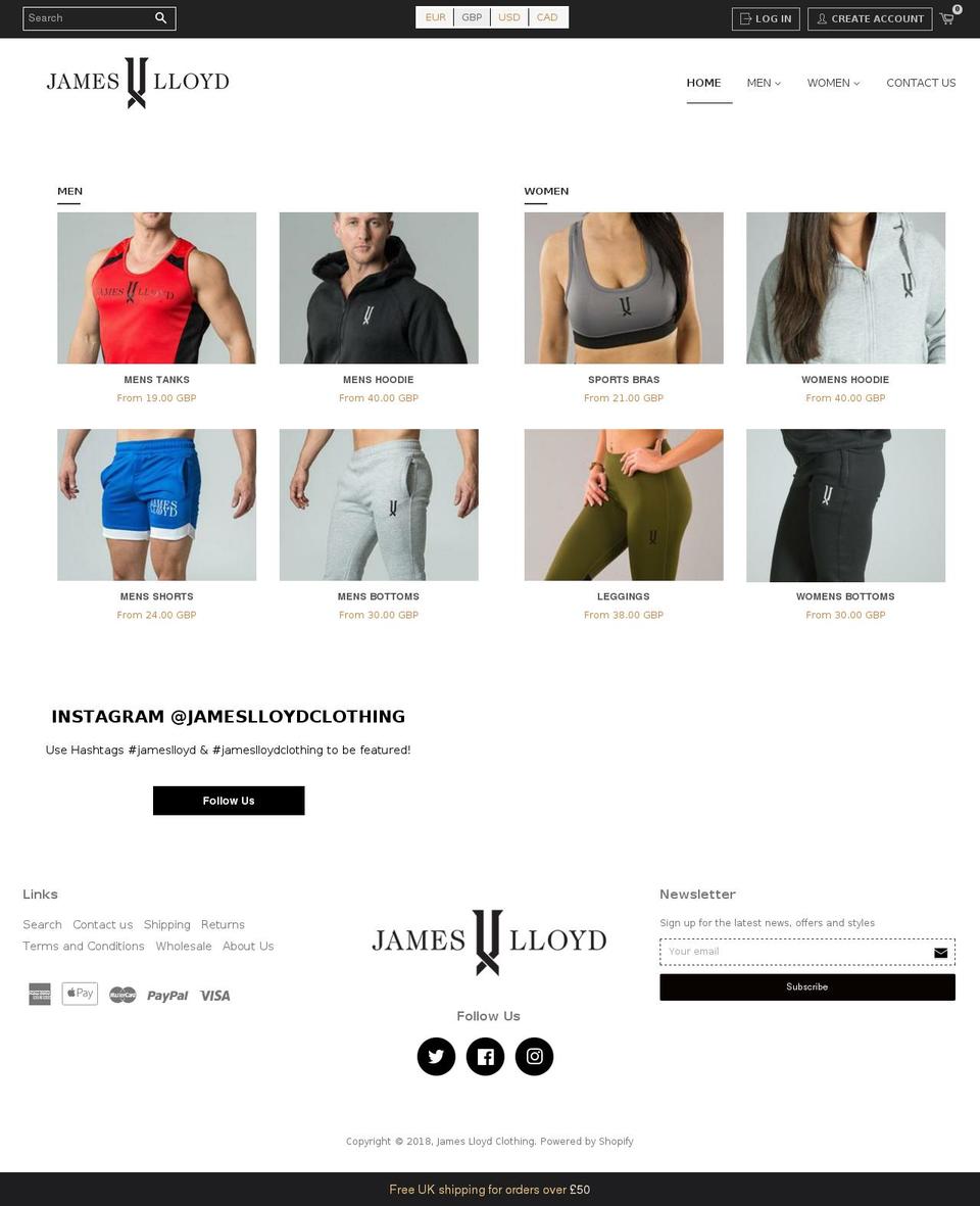 jameslloydclothing.com — Shopify storefront screenshot
