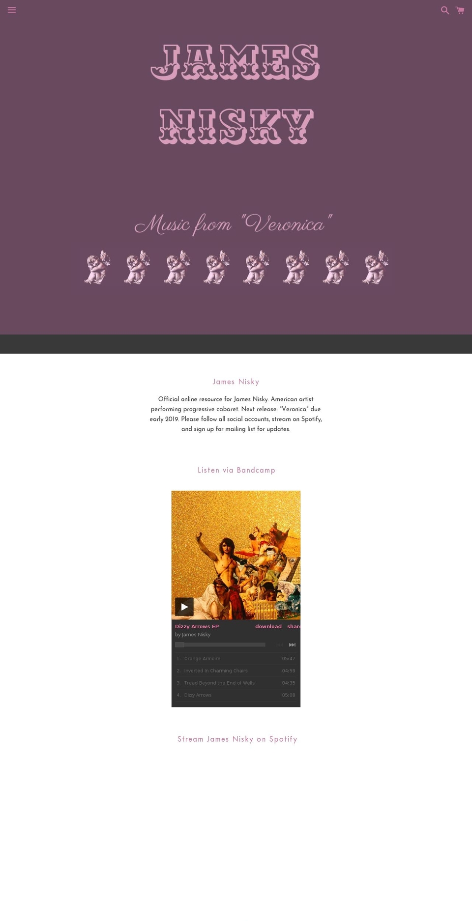 jamesnisky.com — Shopify storefront screenshot