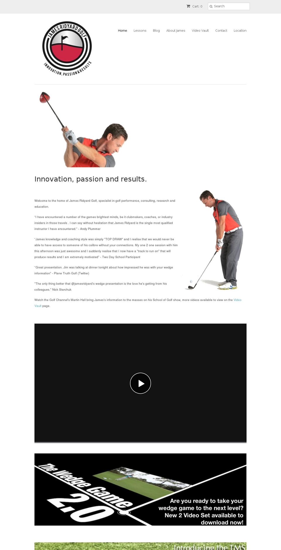 jamesridyardgolf.com shopify website screenshot