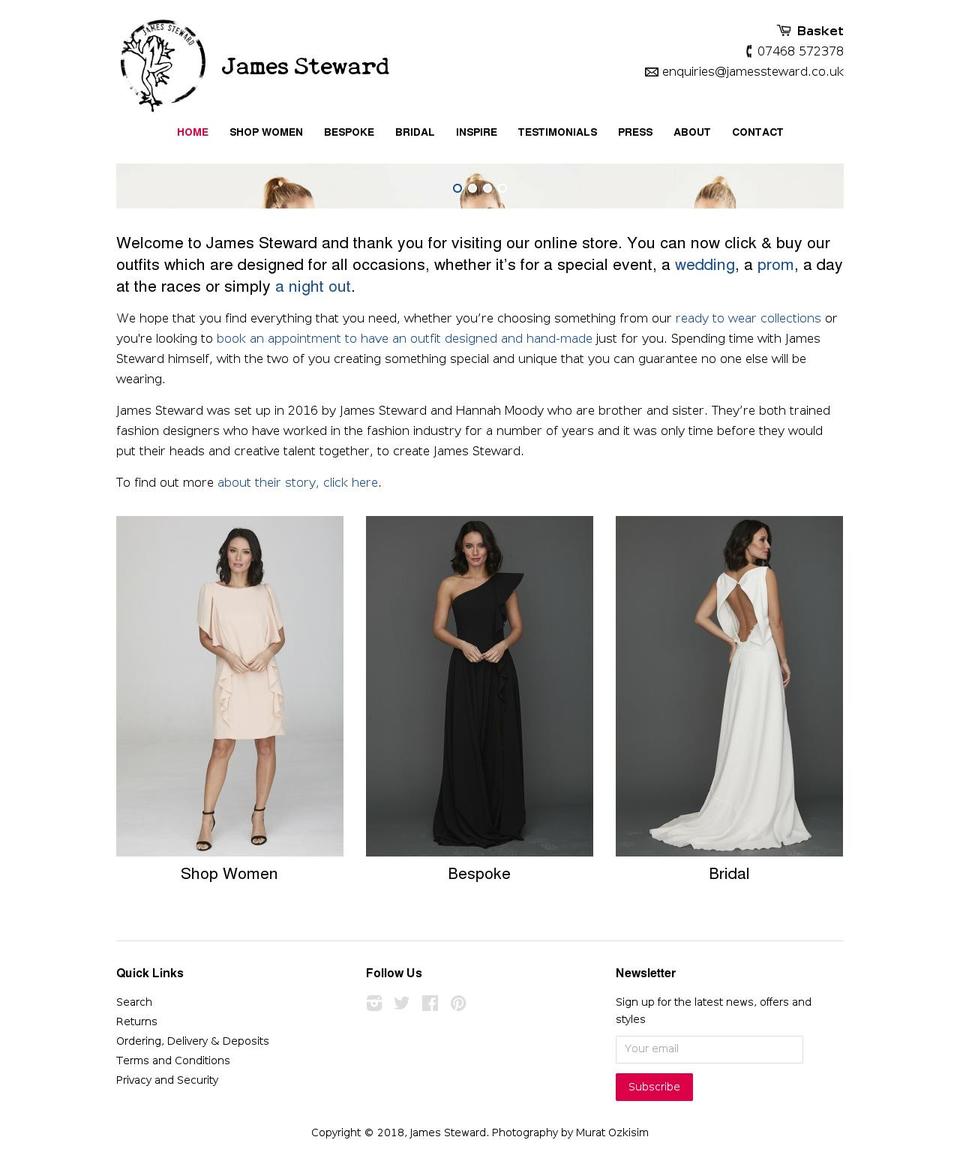 jamessteward.co.uk shopify website screenshot