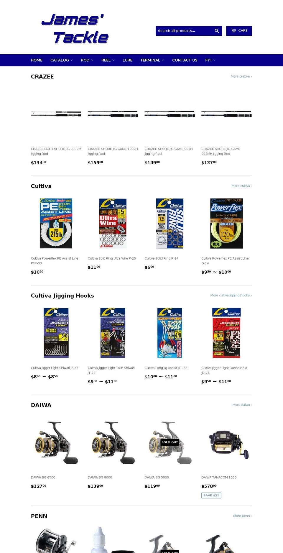 jamestackle.net shopify website screenshot