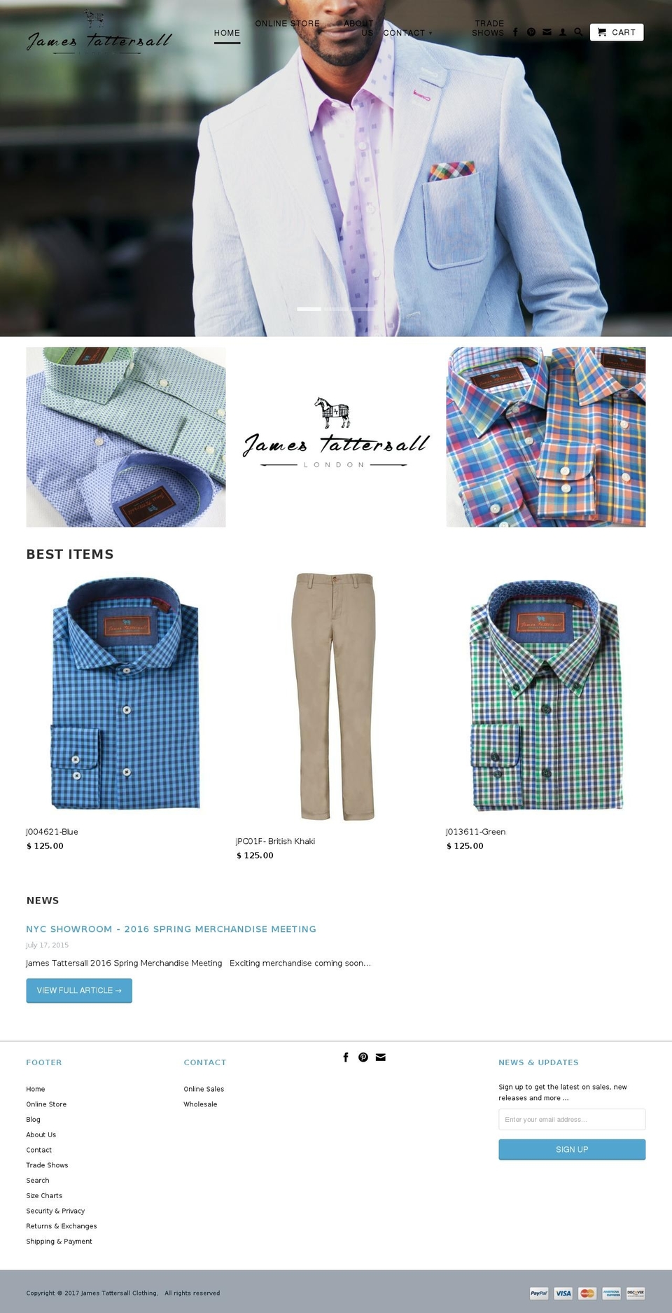 jamestattersallclothing.com shopify website screenshot