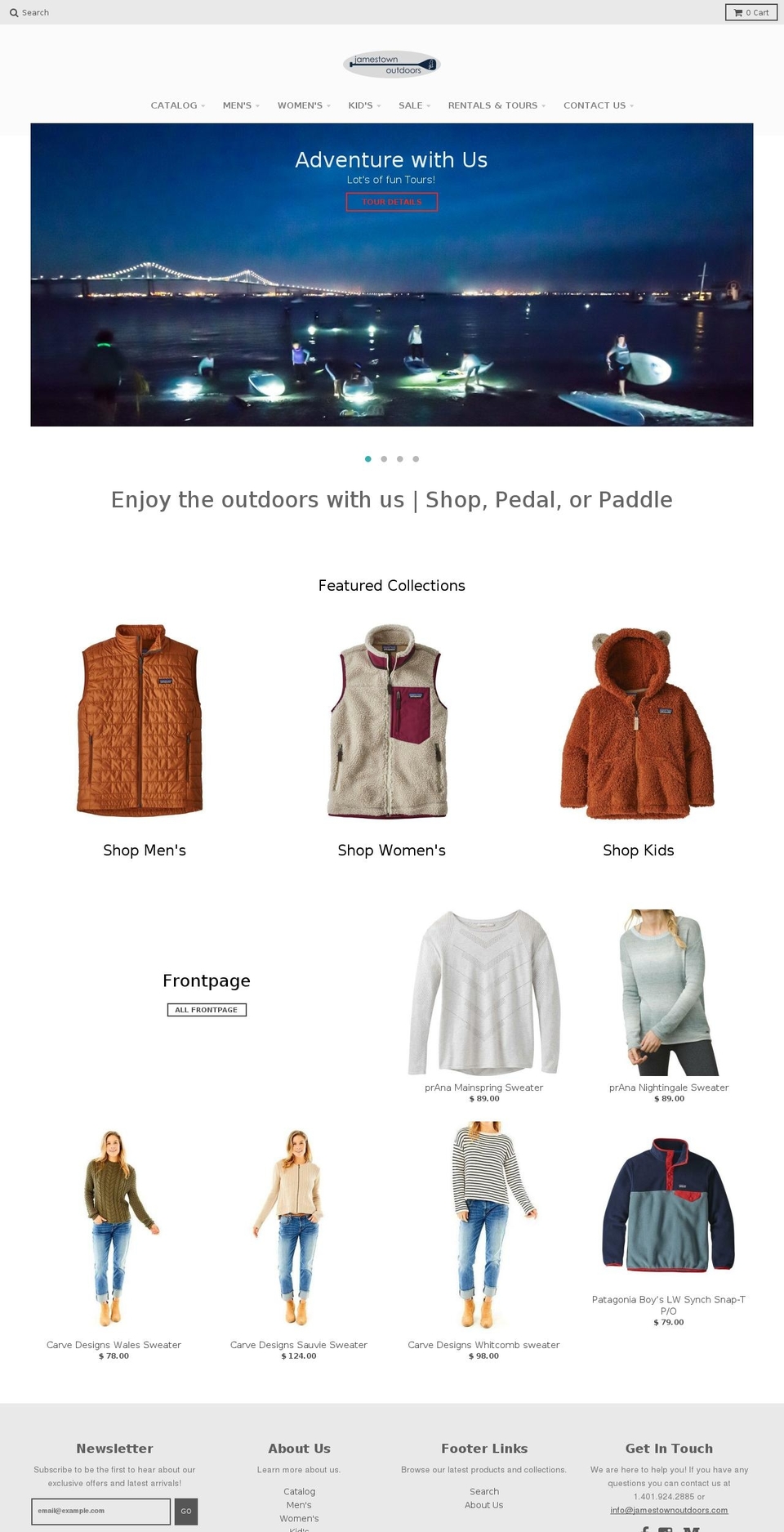 jamestownoutdoors.com shopify website screenshot