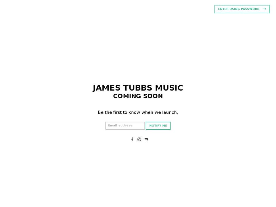 jamestubbsmusic.com — Shopify storefront screenshot