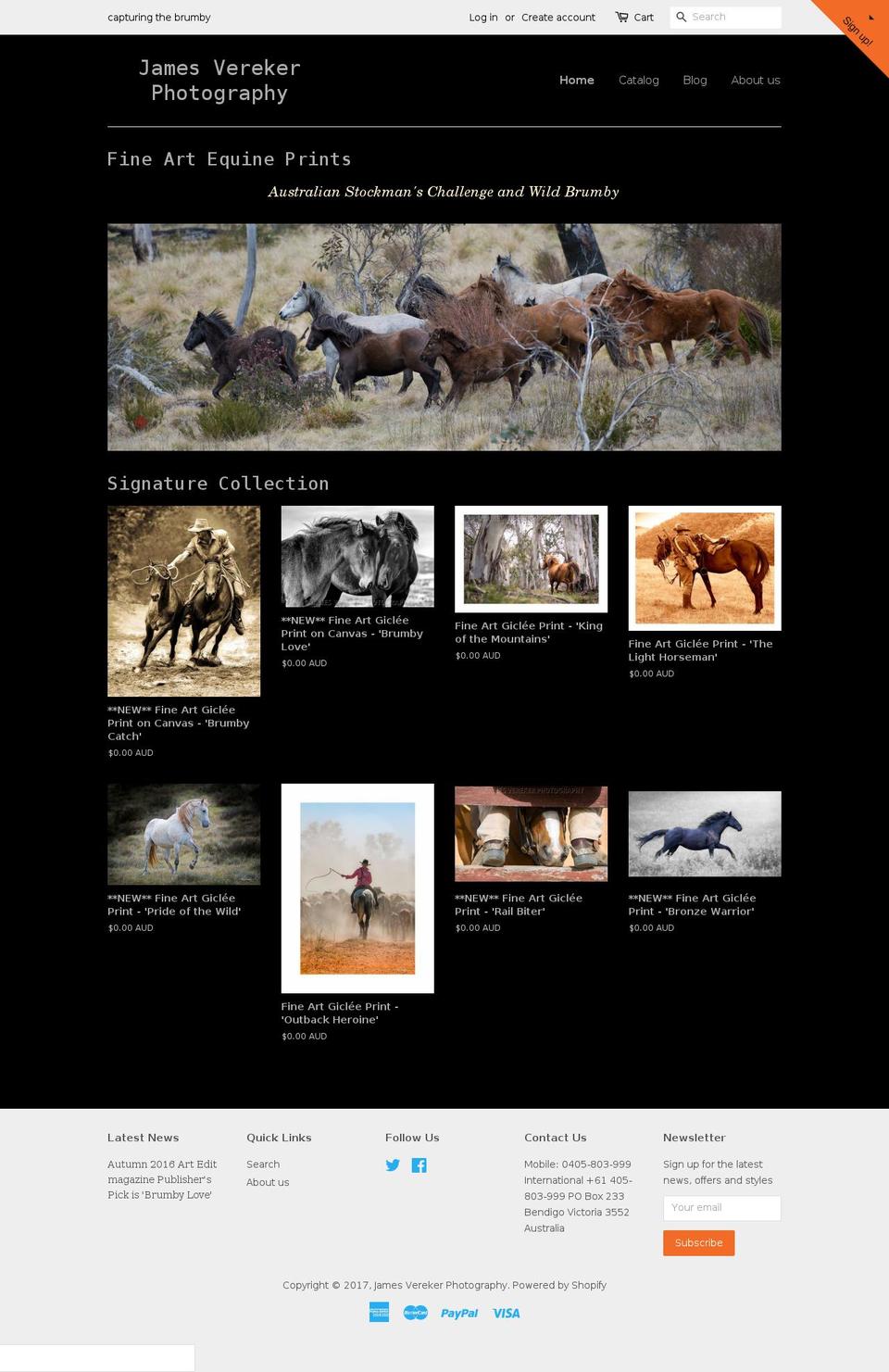 jamesvereker.com shopify website screenshot