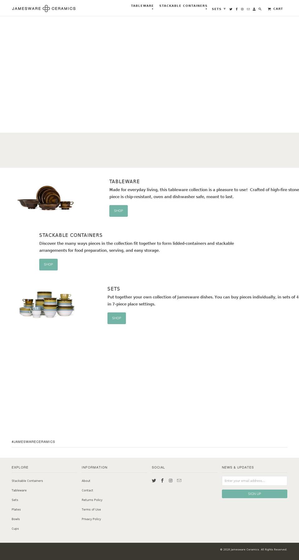 jameswareceramics.com shopify website screenshot