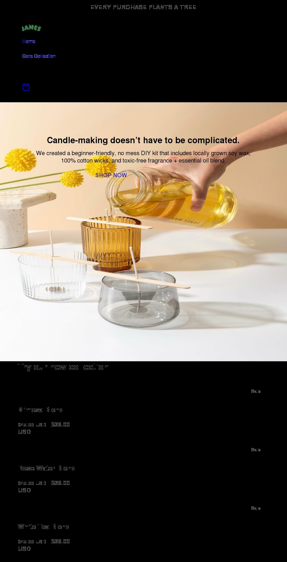 jameswax.com shopify website screenshot