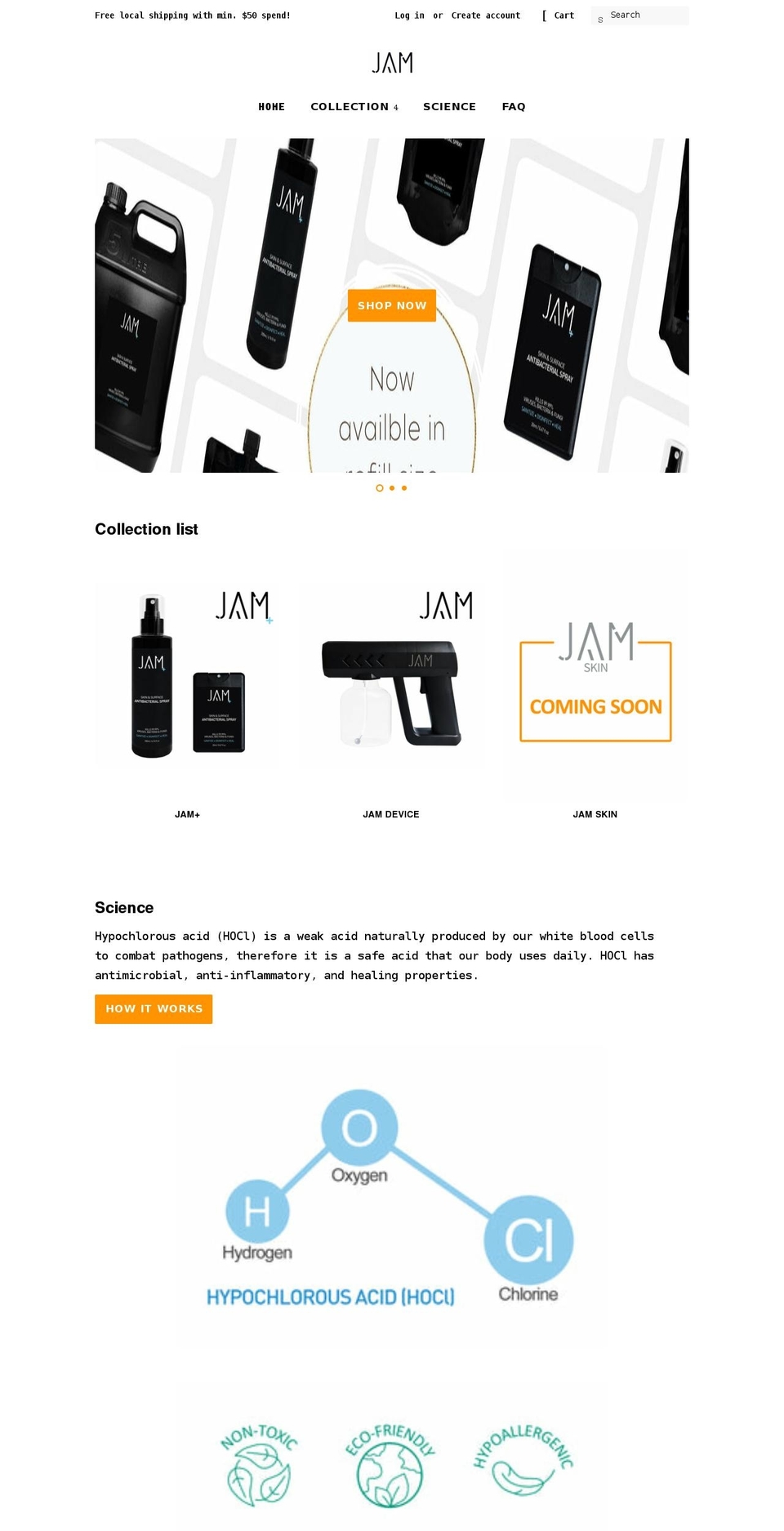 jamhocl.com shopify website screenshot