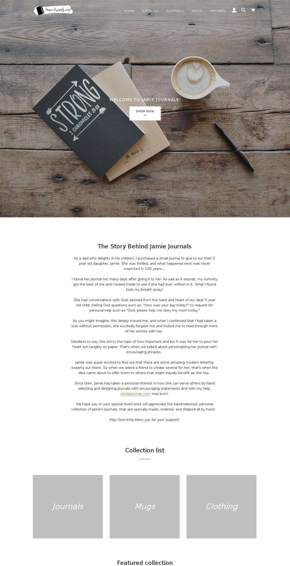 jamiejournals.com — Shopify storefront screenshot