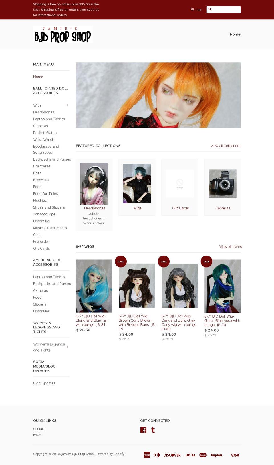jamiesbjdpropshop.com — Shopify storefront screenshot