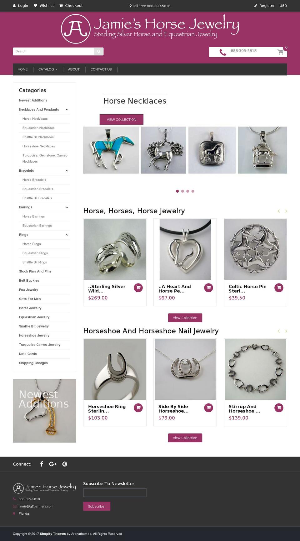 Handy Shopify theme site example jamieshorsejewelry.com