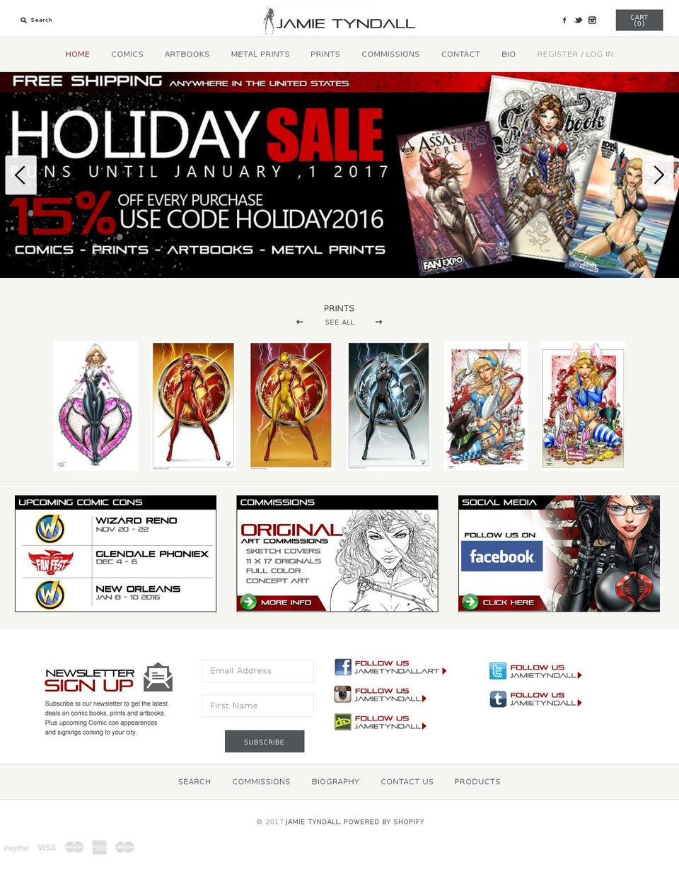 jamietyndall.com shopify website screenshot