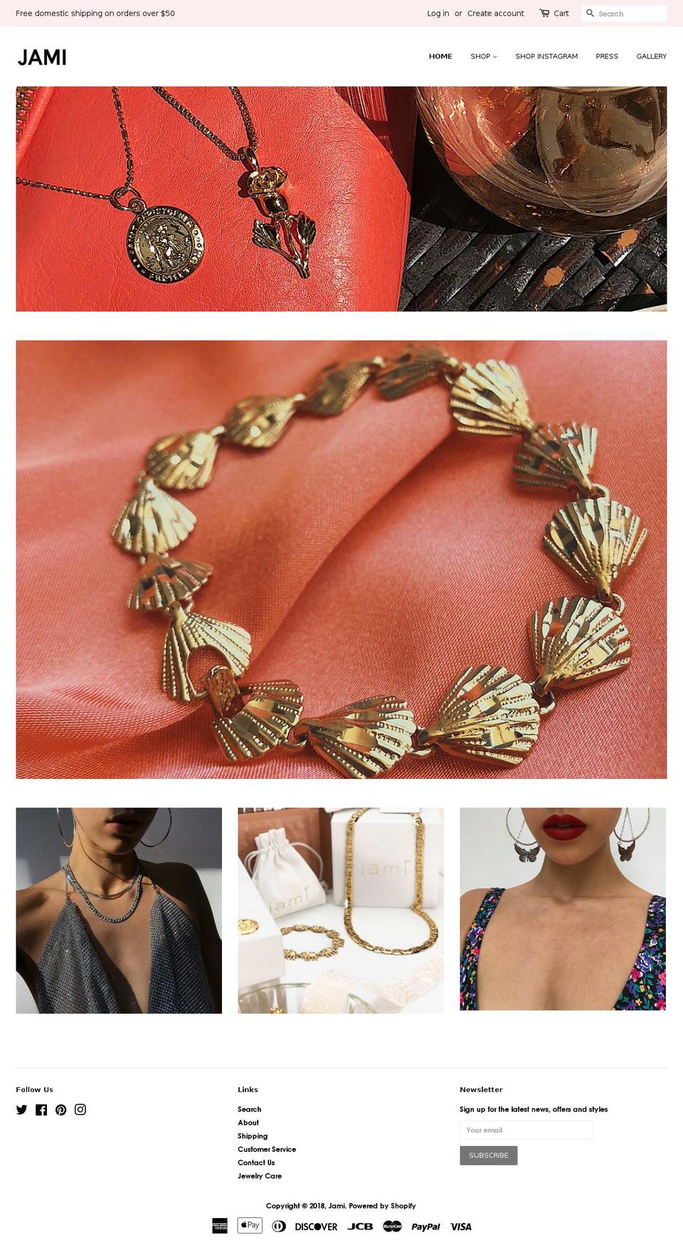 jamijewelry.com — Shopify storefront screenshot
