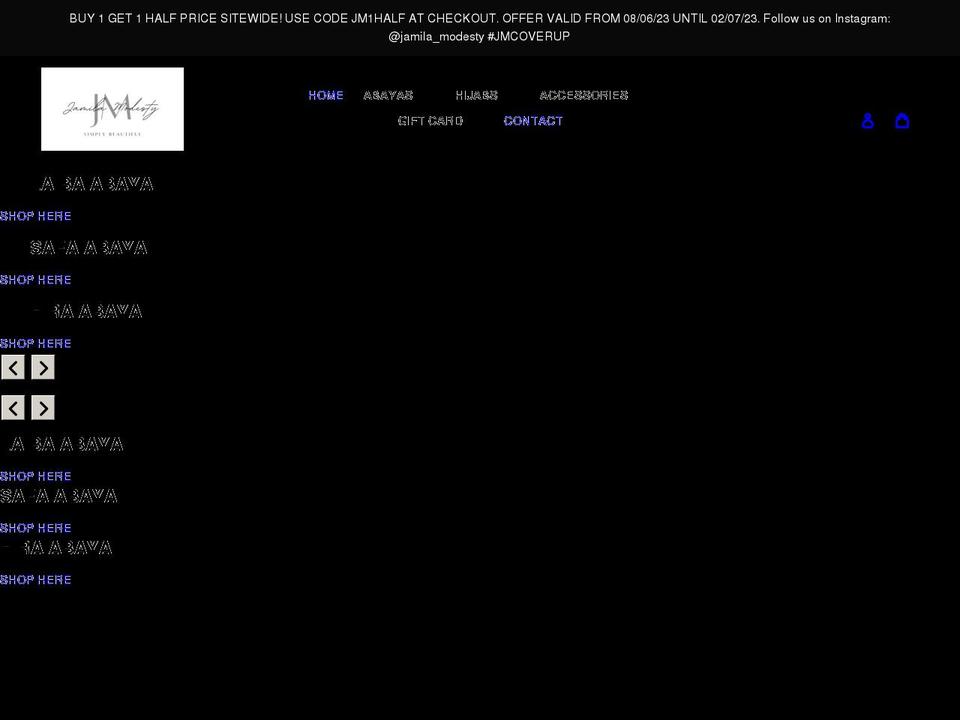 jamilamodesty.com shopify website screenshot