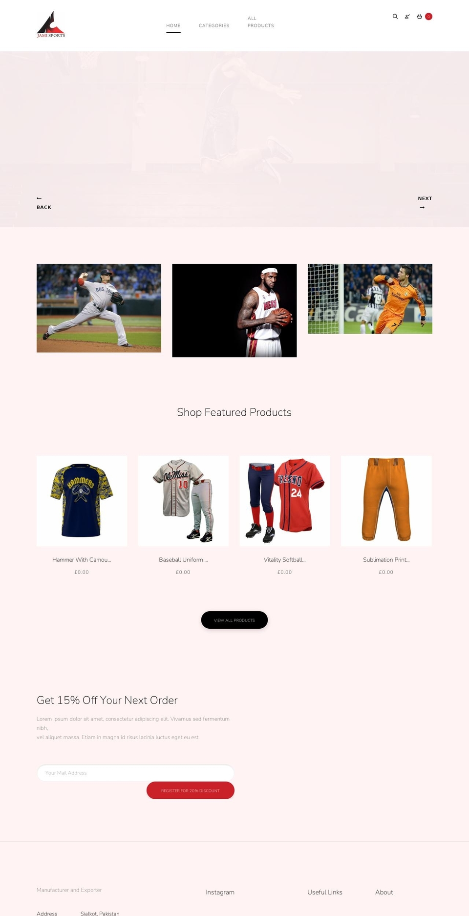 jamisportswear.com shopify website screenshot
