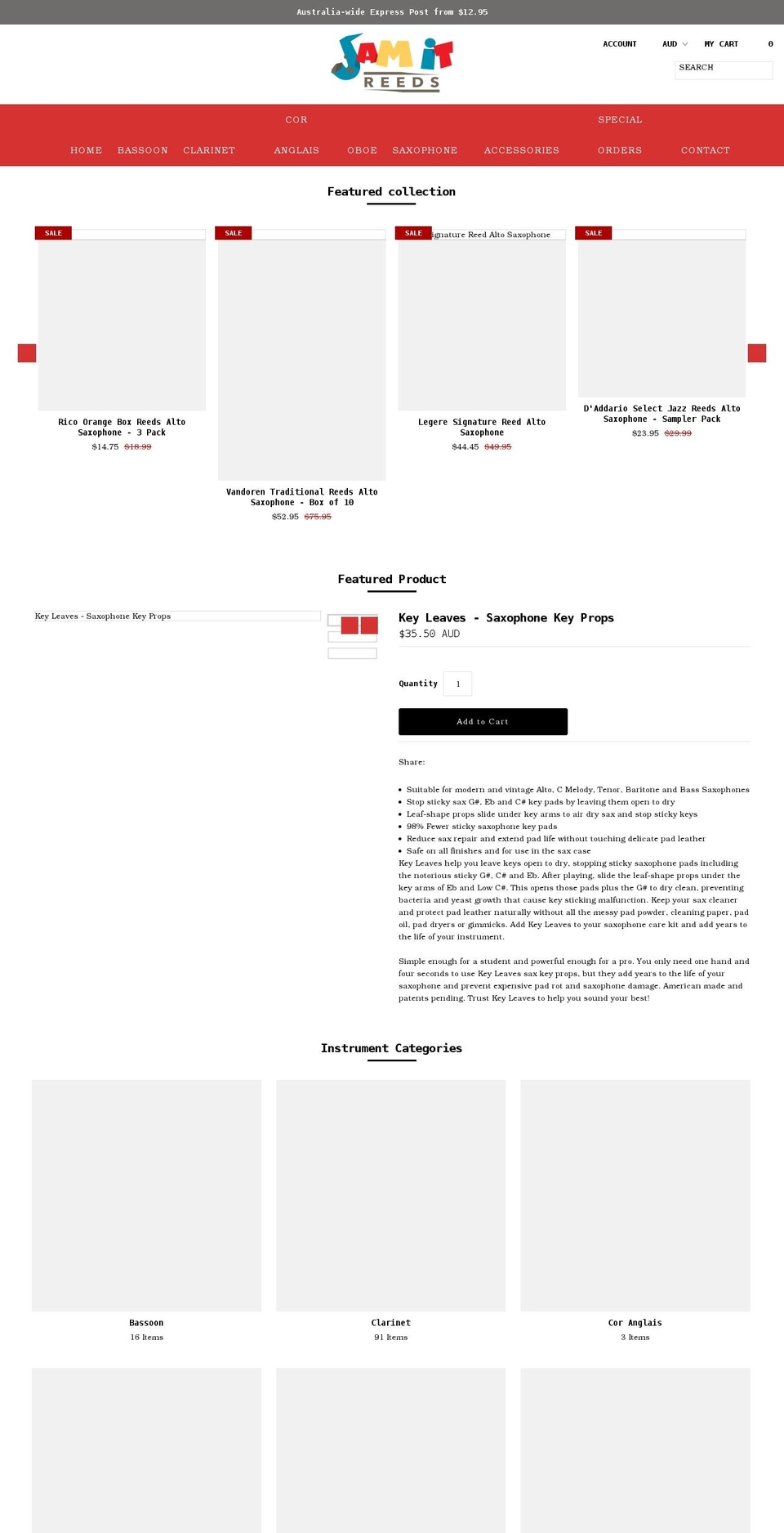 jamitreeds.com shopify website screenshot