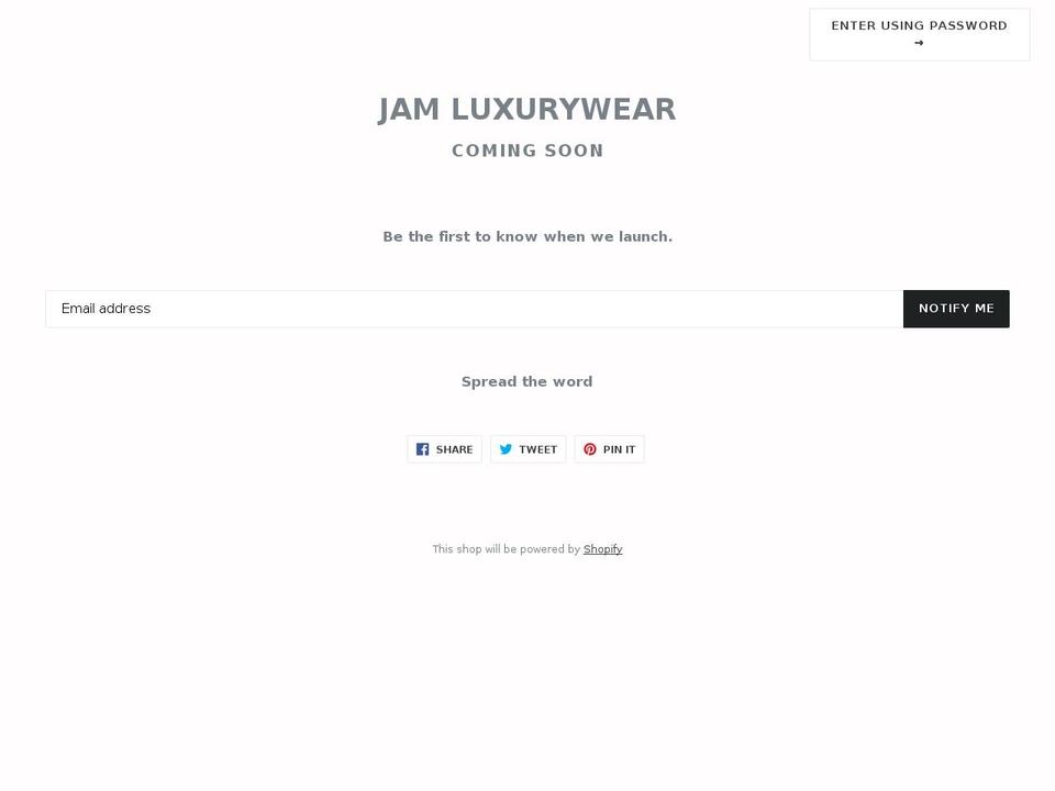 jamluxurywear.com shopify website screenshot