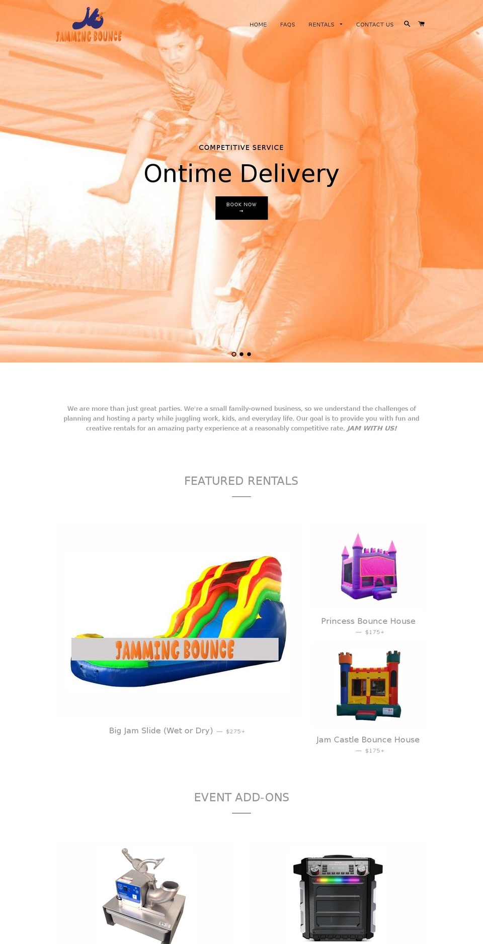 jammingbounce.com — Shopify storefront screenshot