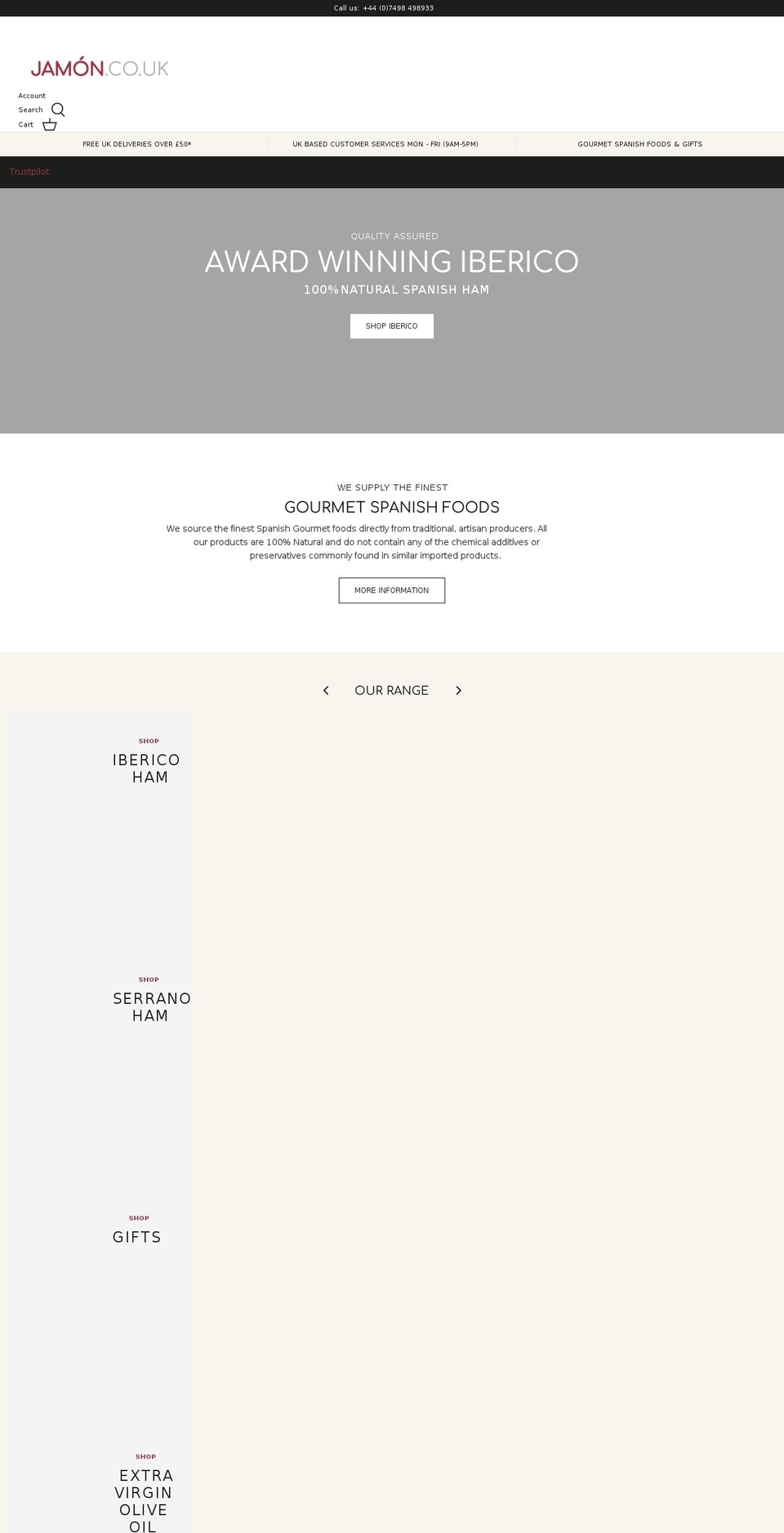 jamon.co.uk shopify website screenshot