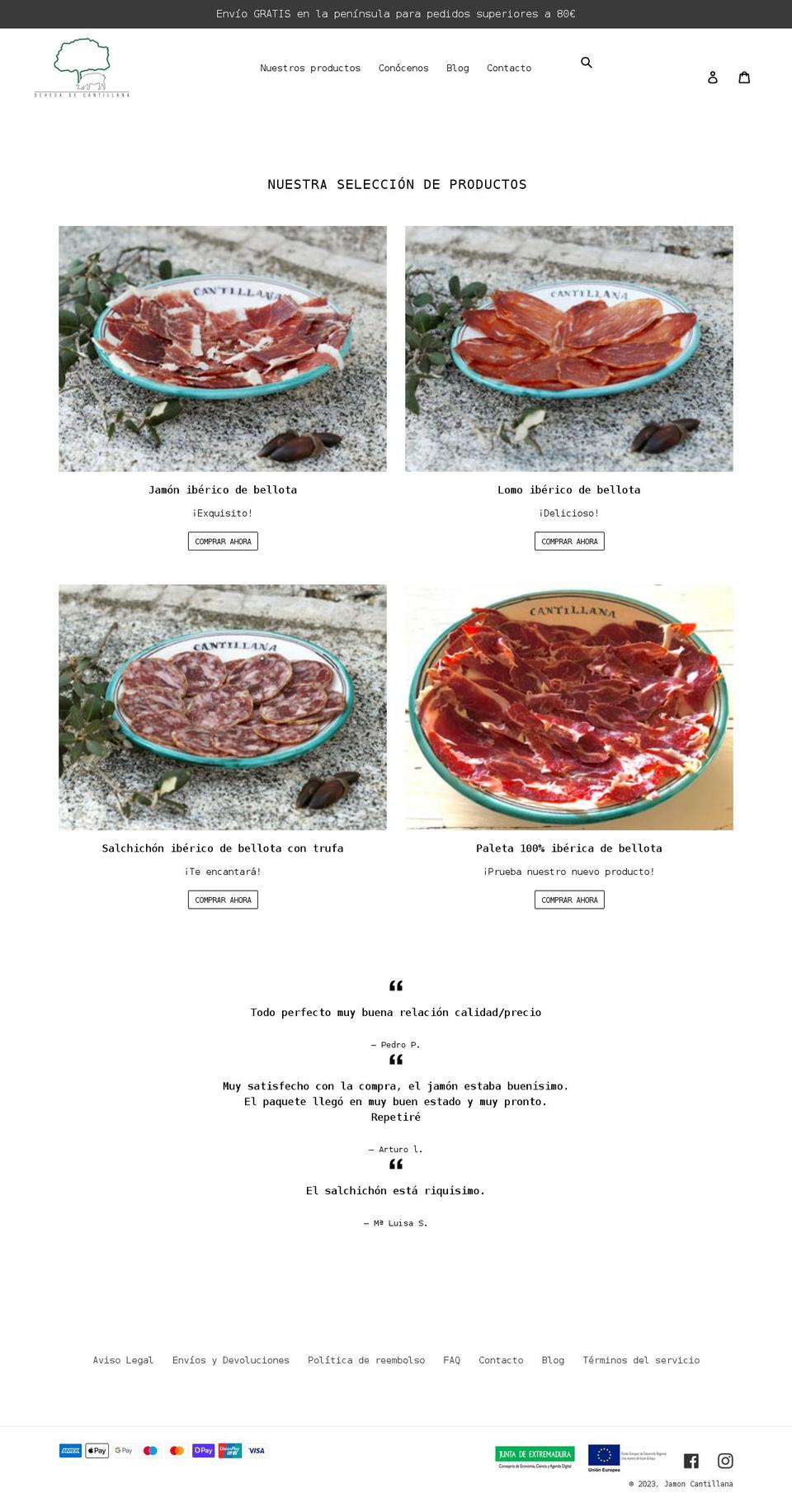 jamoncantillana.com shopify website screenshot