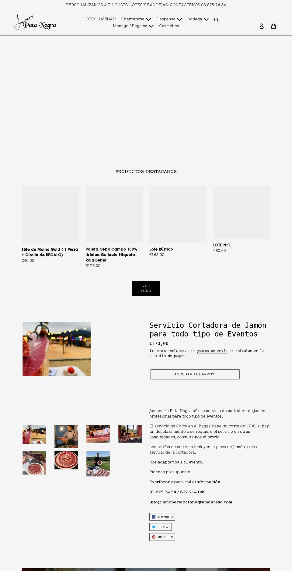 Pata Negra Tienda online Shopify theme site example jamoneriapatanegramanresa.com