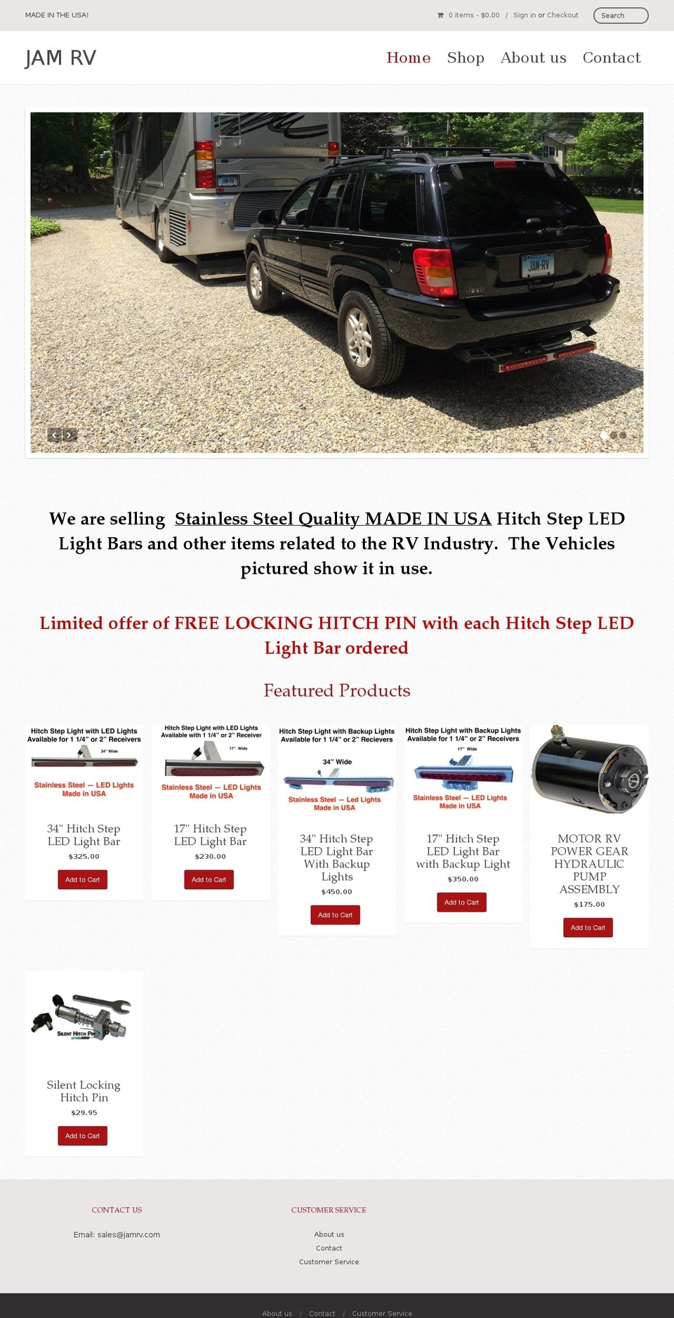 jamrv.com shopify website screenshot
