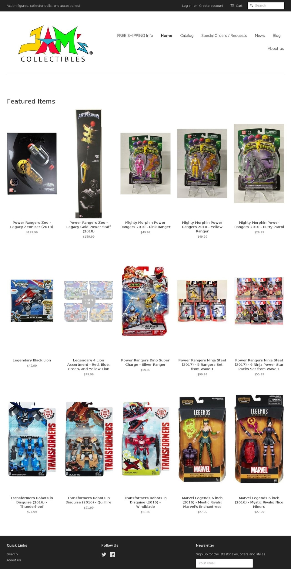 jamscollectibles.com shopify website screenshot