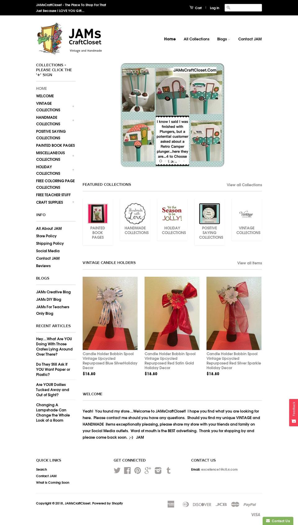 jamscraftcloset.com shopify website screenshot