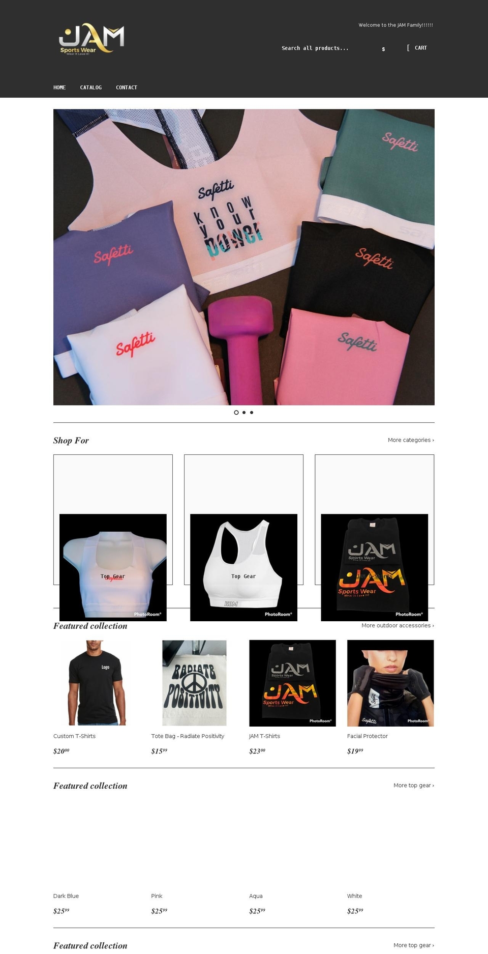 jamsportwear.com shopify website screenshot