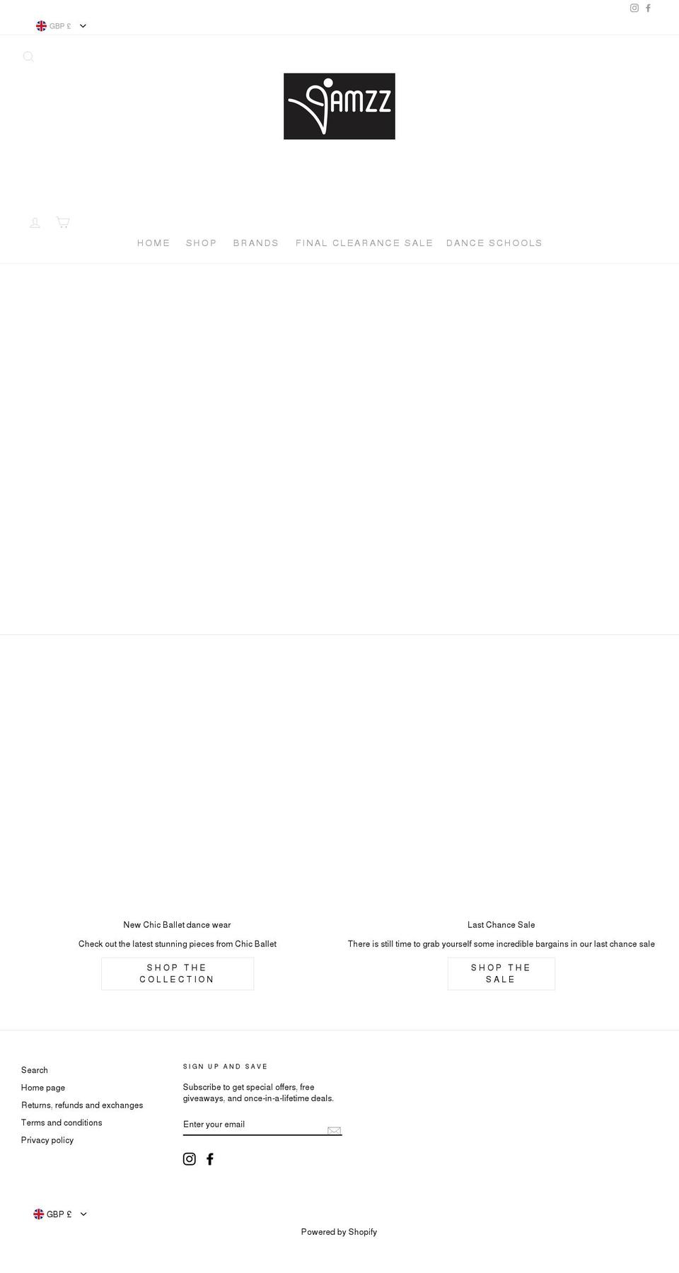 jamzz.co.uk shopify website screenshot