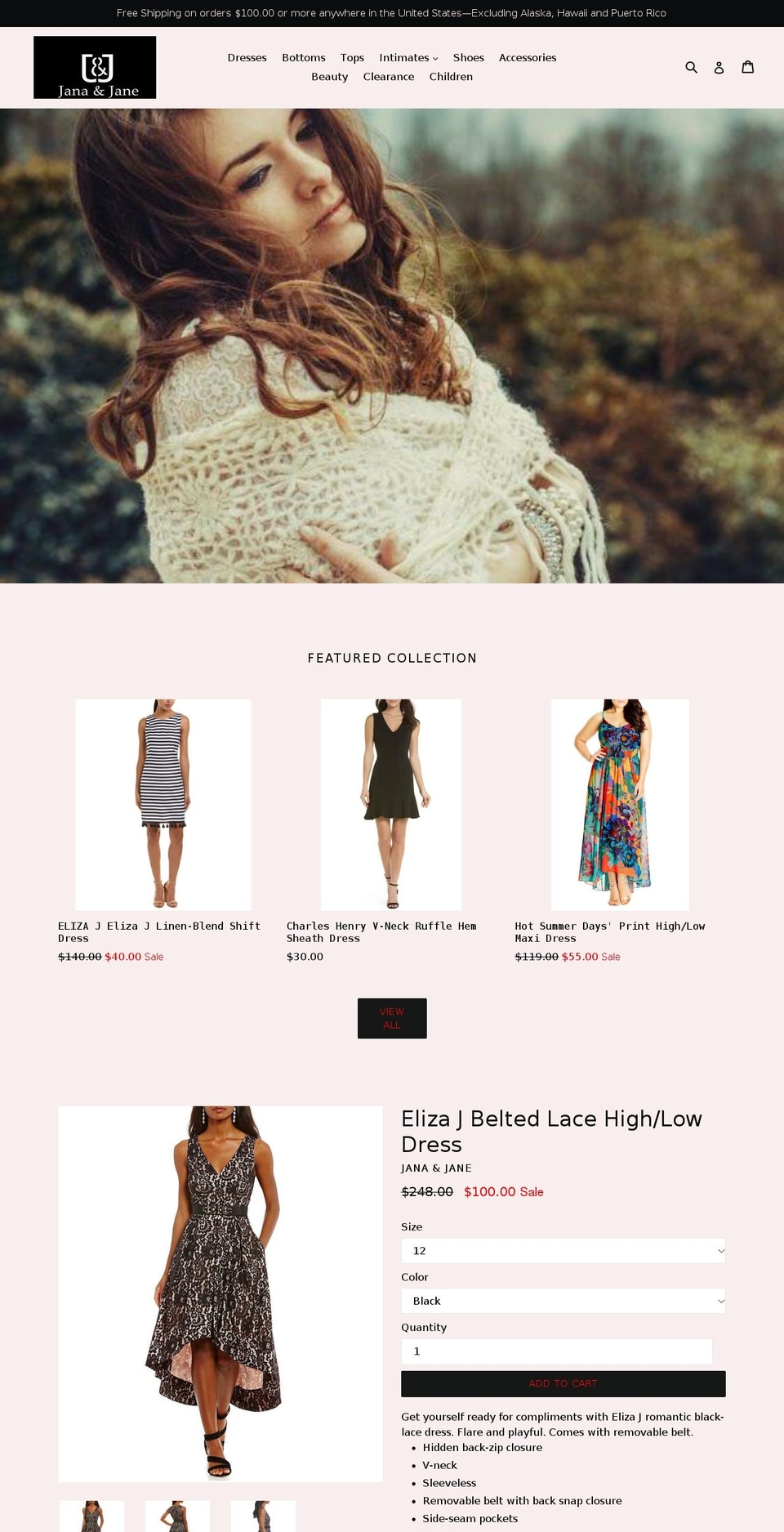 janaandjane.com — Shopify storefront screenshot