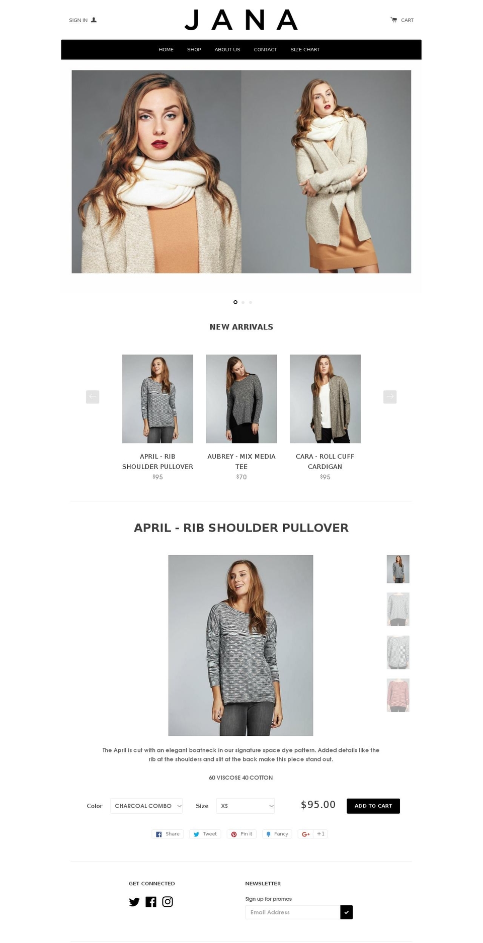 janaapparel.ca shopify website screenshot