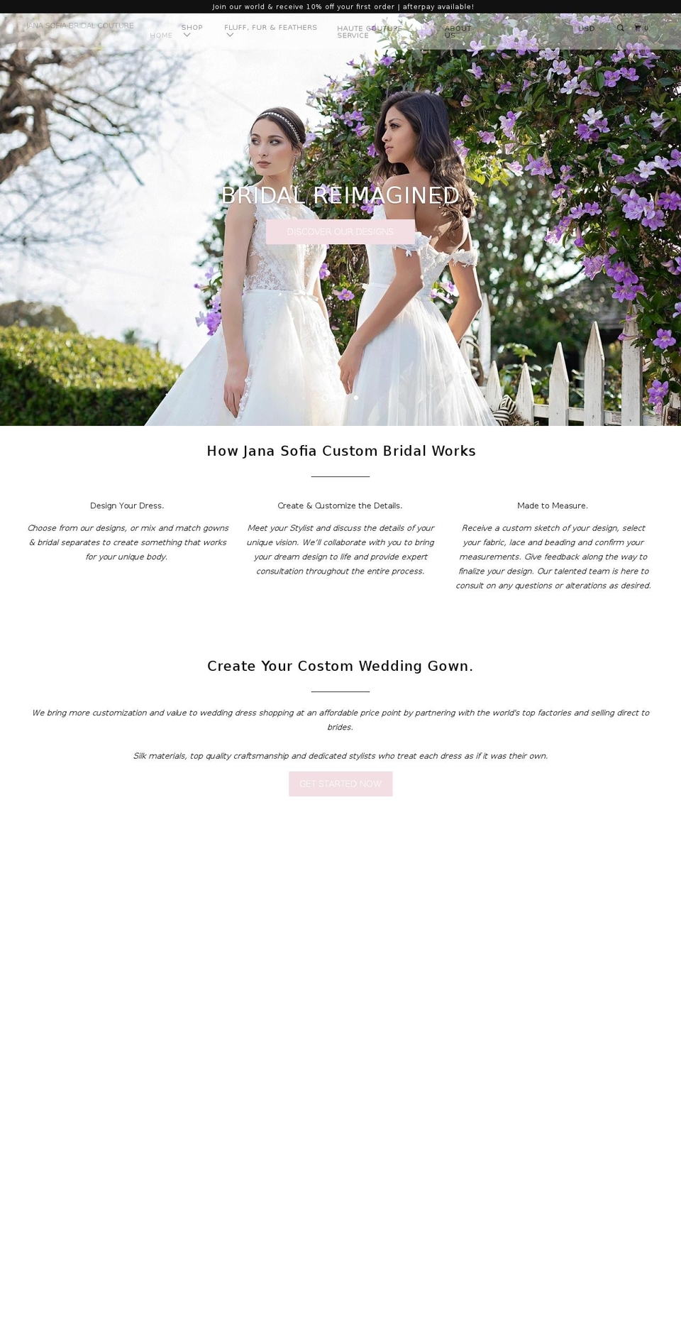 janasofiabridal.com — Shopify storefront screenshot