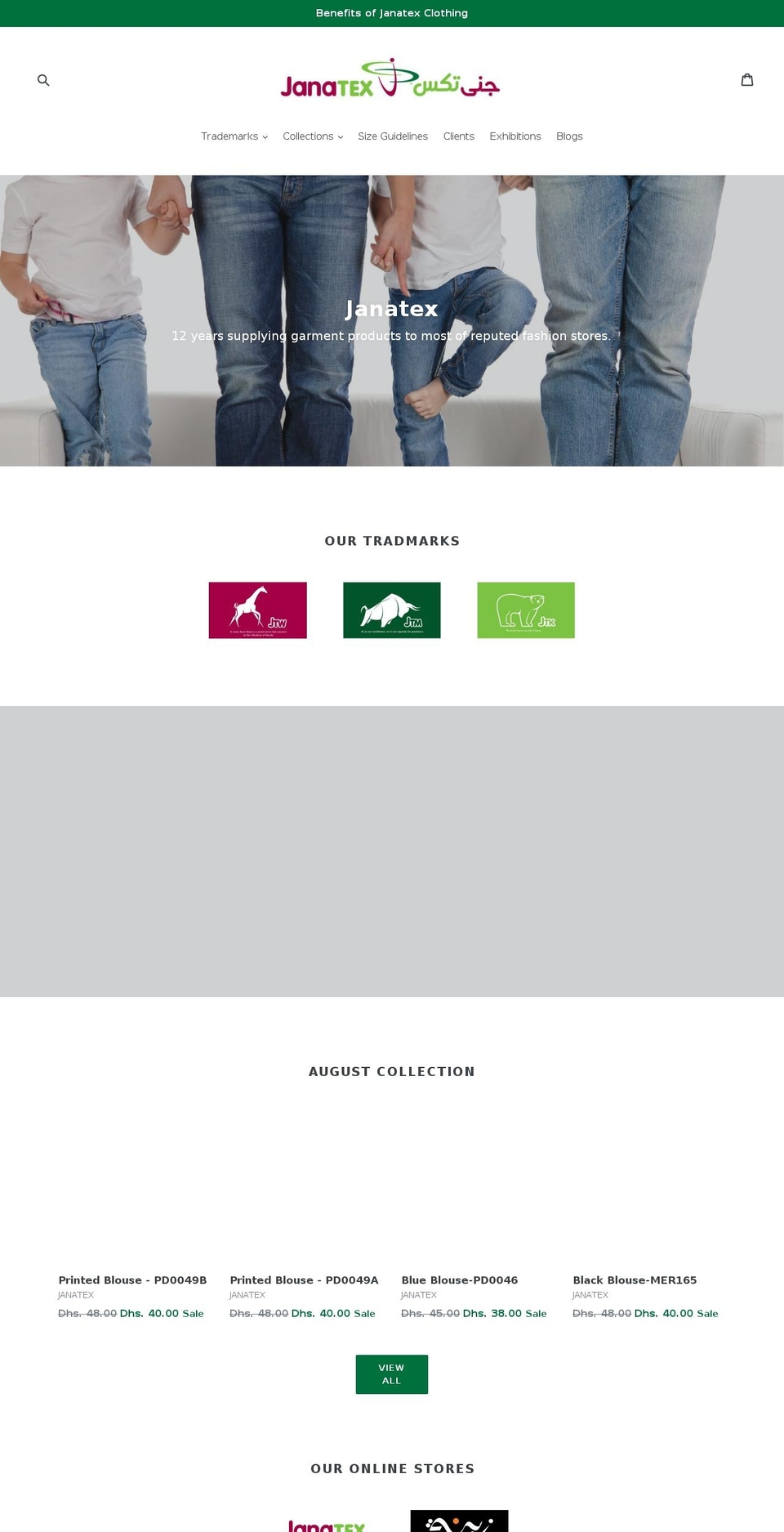 janatex.com shopify website screenshot