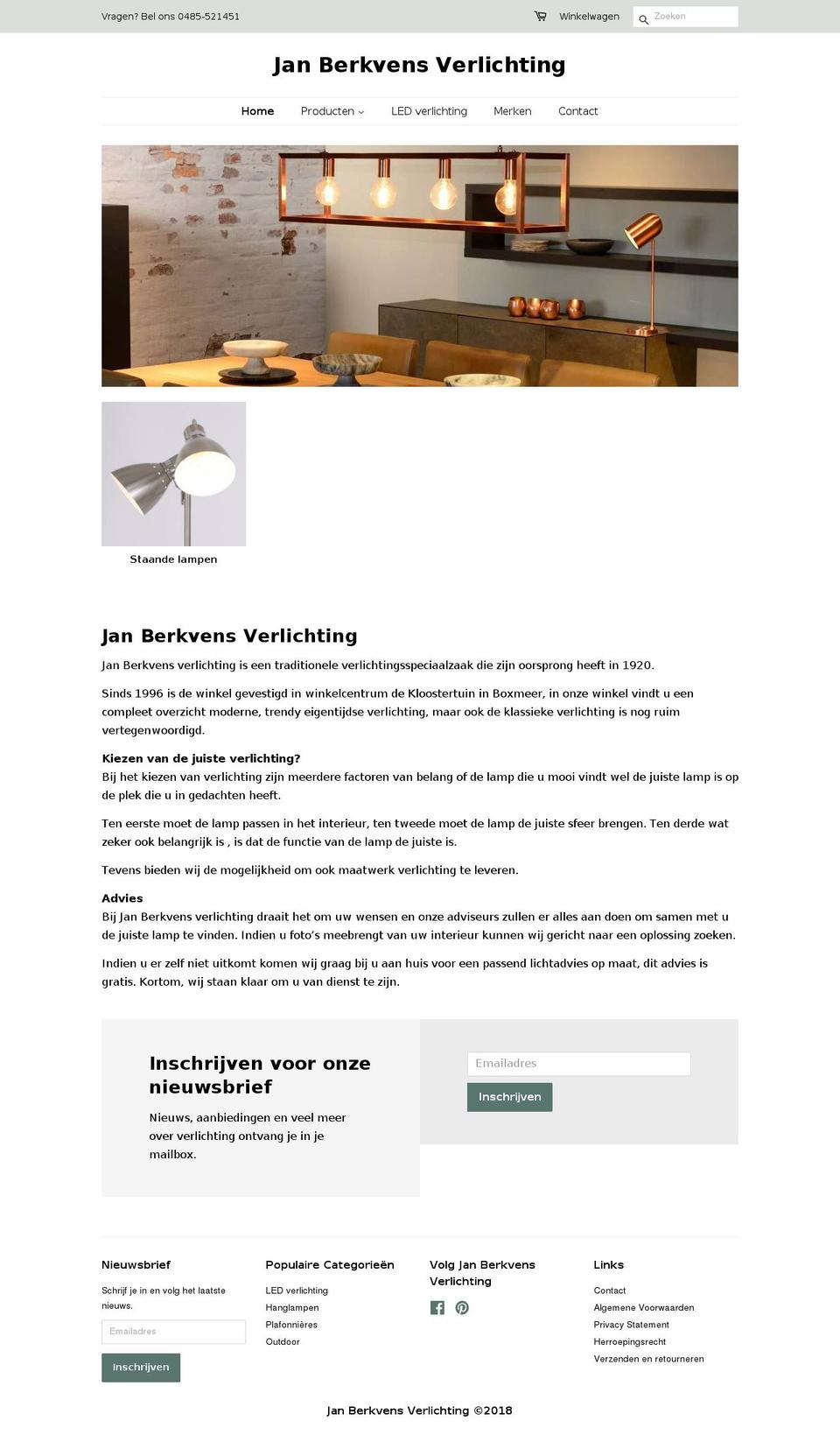 janberkvensverlichting.nl shopify website screenshot