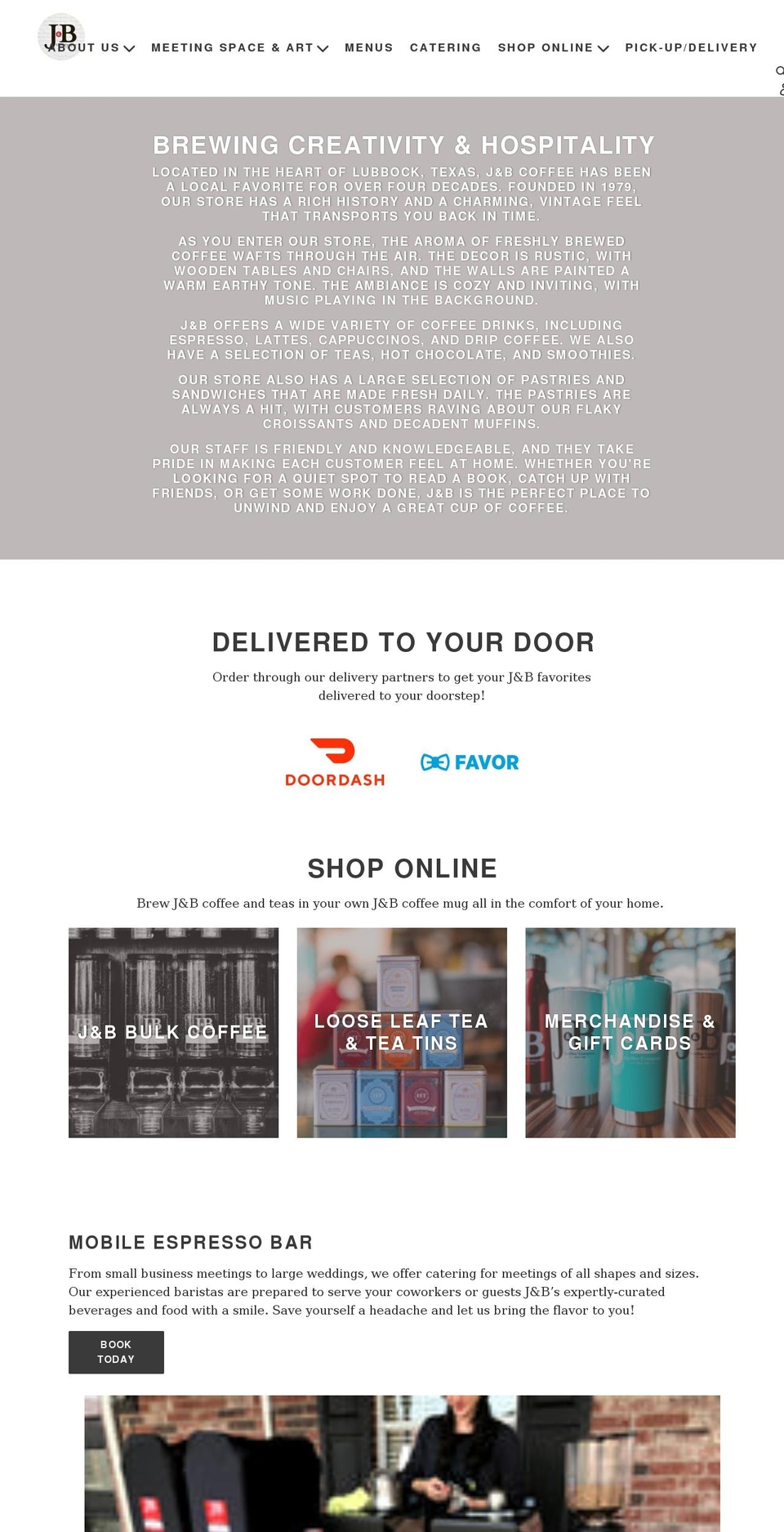 jandbcoffeeco.com shopify website screenshot
