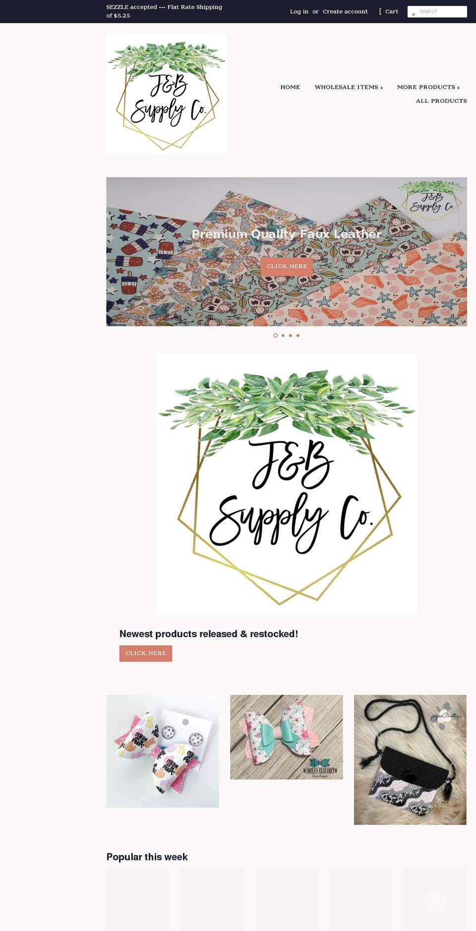 jandbsupplyco.com shopify website screenshot