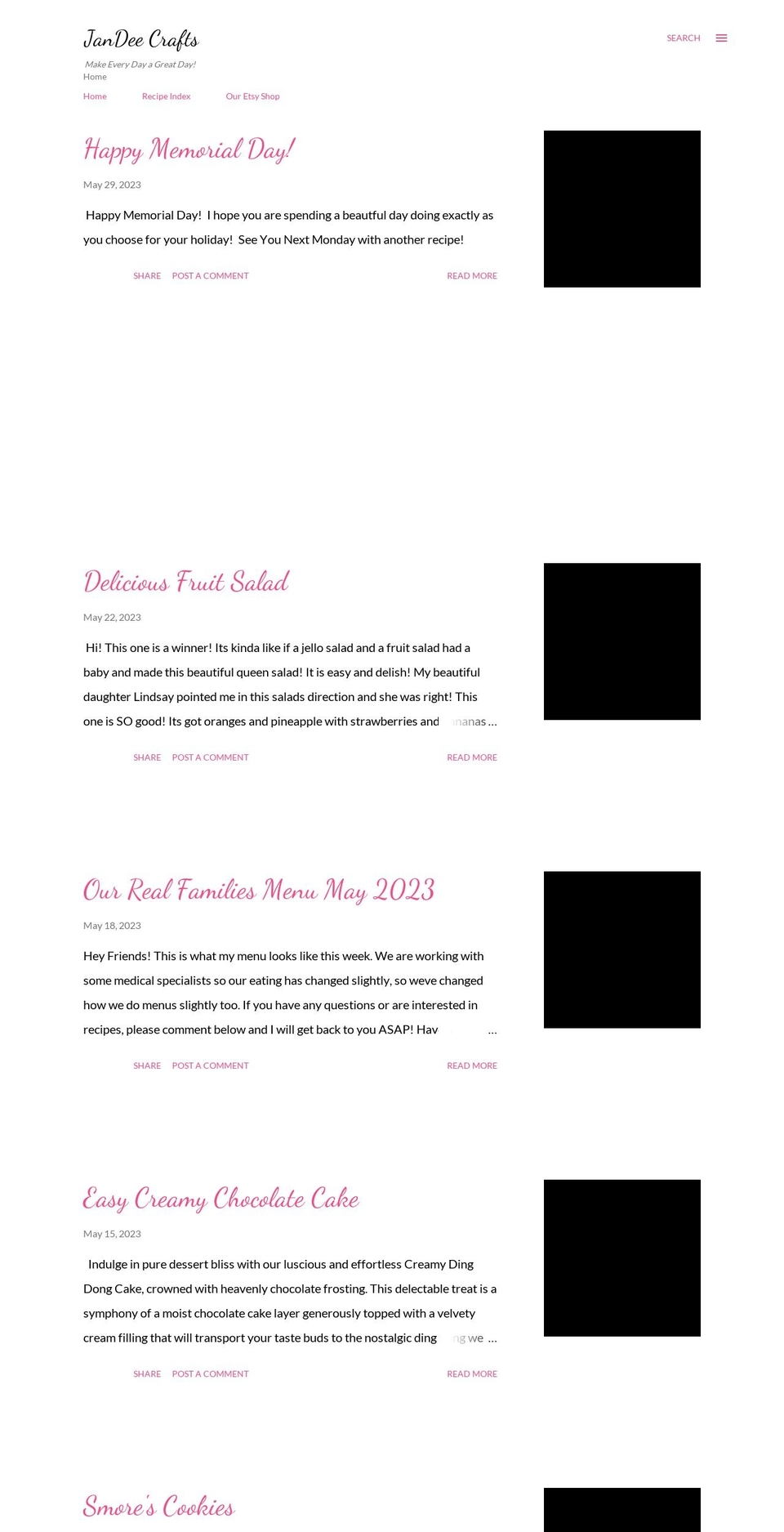 jandeecrafts.com — Shopify storefront screenshot