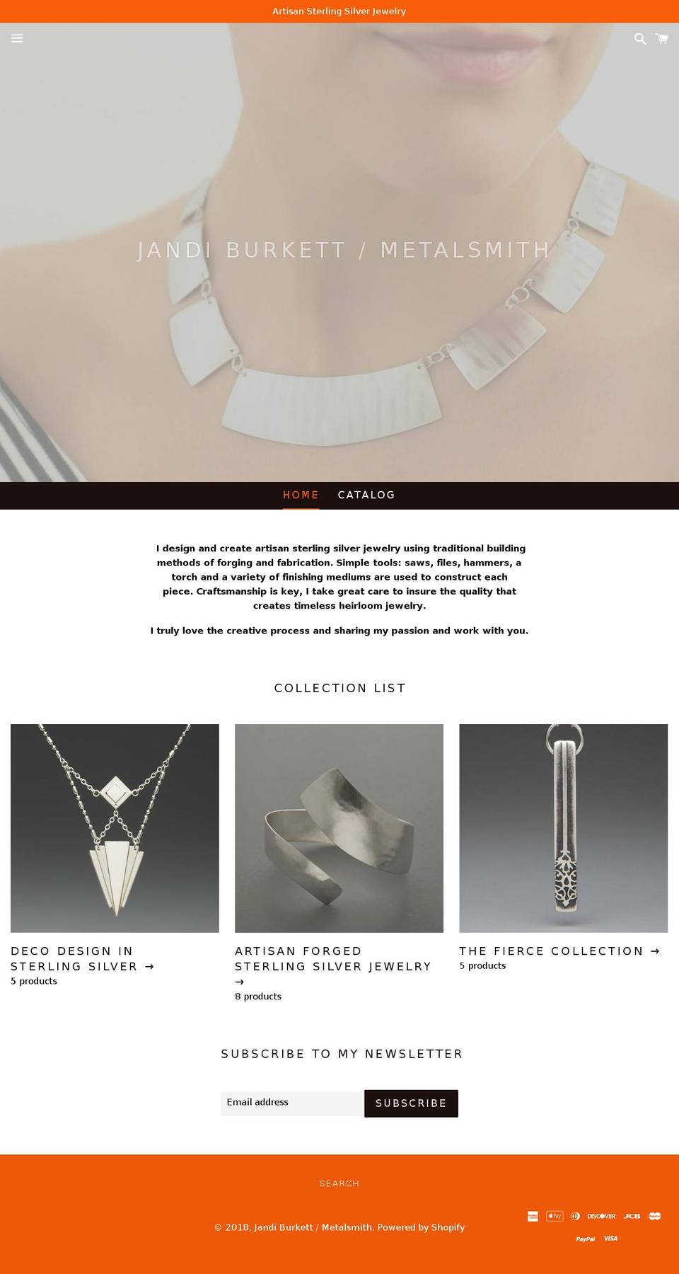 jandiburkettmetalsmith.com shopify website screenshot